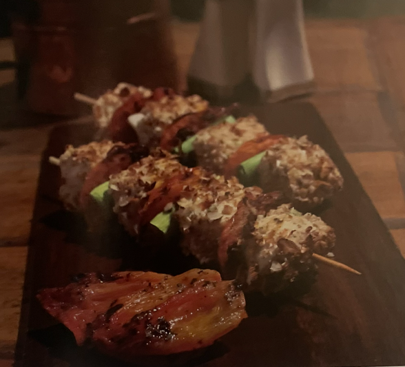 Brocheta de pollo con yogur