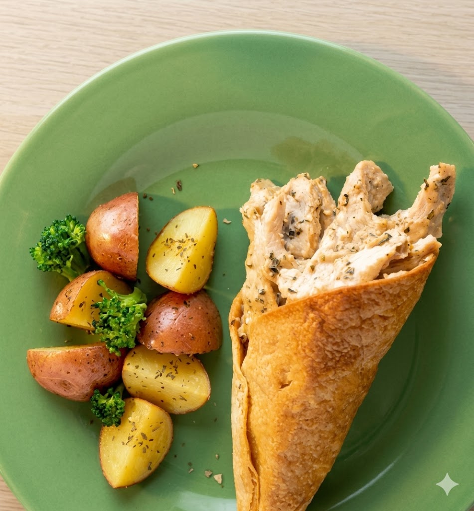 Cono relleno de fajitas al cilantro