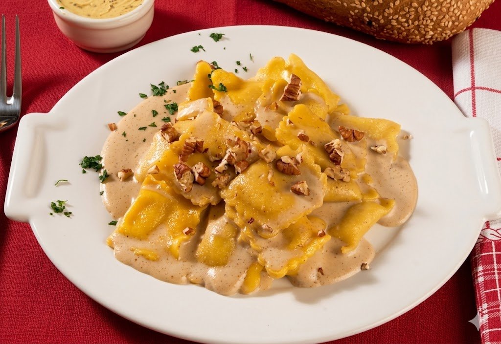 Ravioles con salsa de nuez