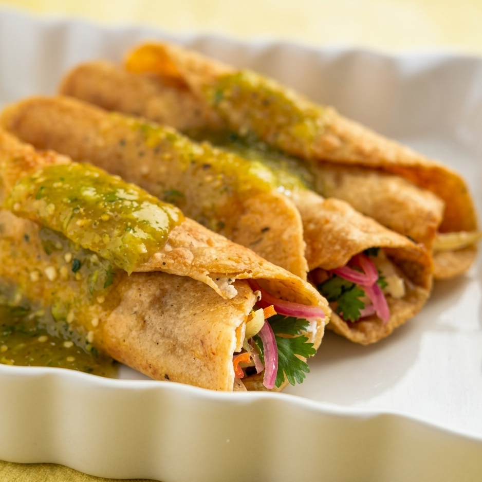 Tacos de verduras en salsa verde