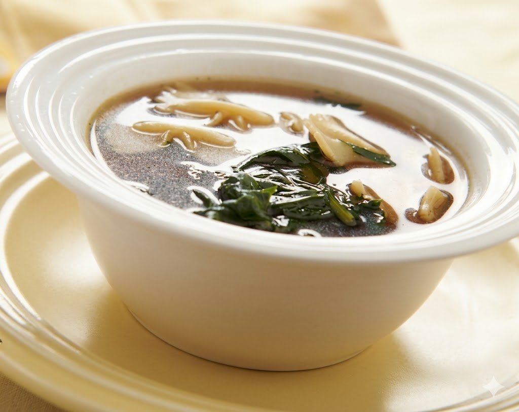 Sopa de epinacas con pasta