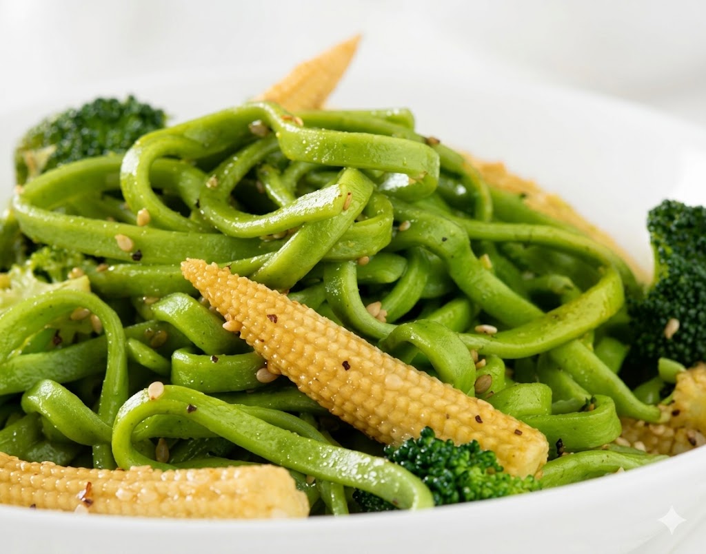 Ensalada de brocoli con tallarines
