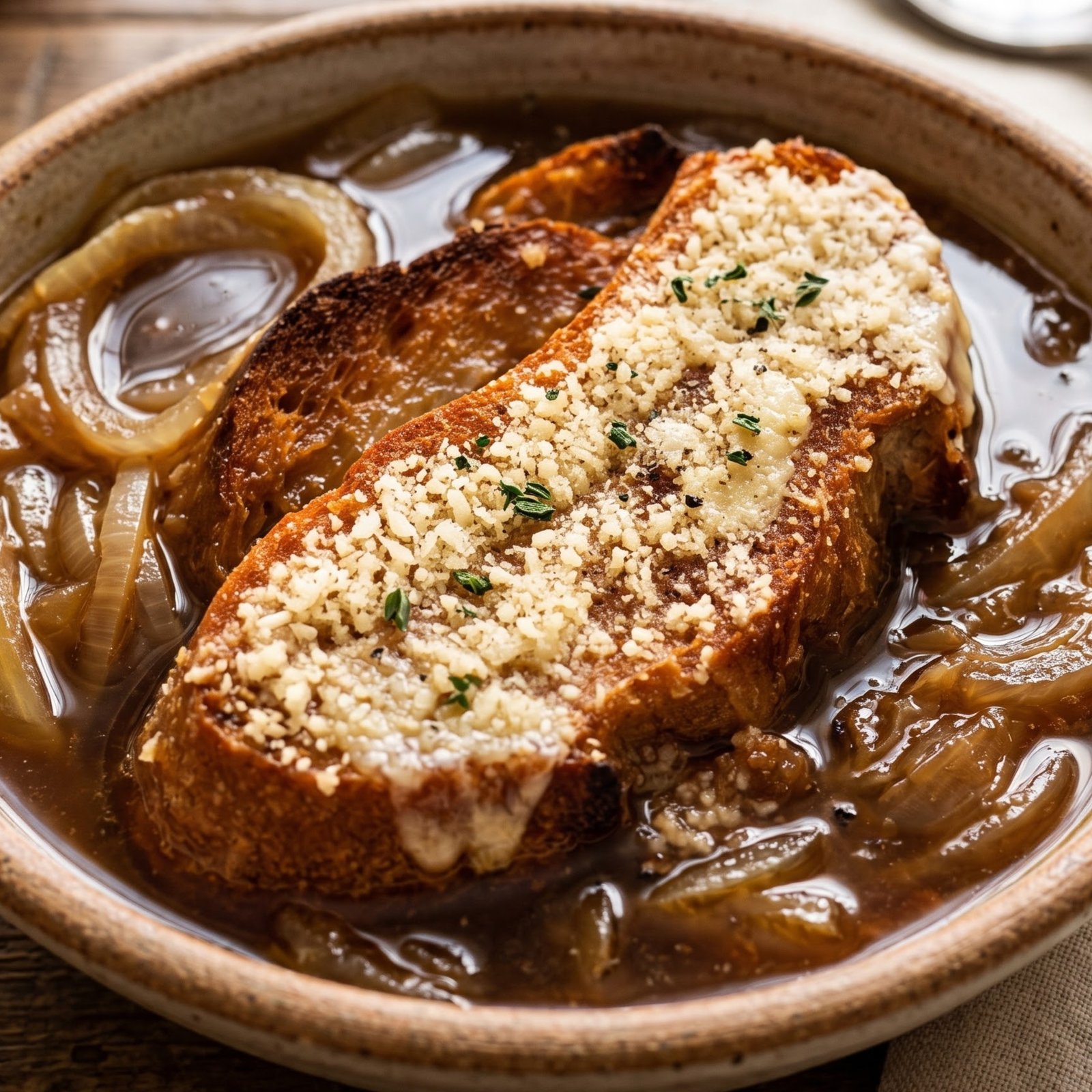 Sopa de cebolla y queso