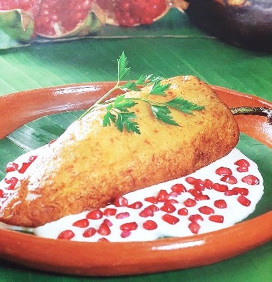 Chiles en nogada Pasta de plátano