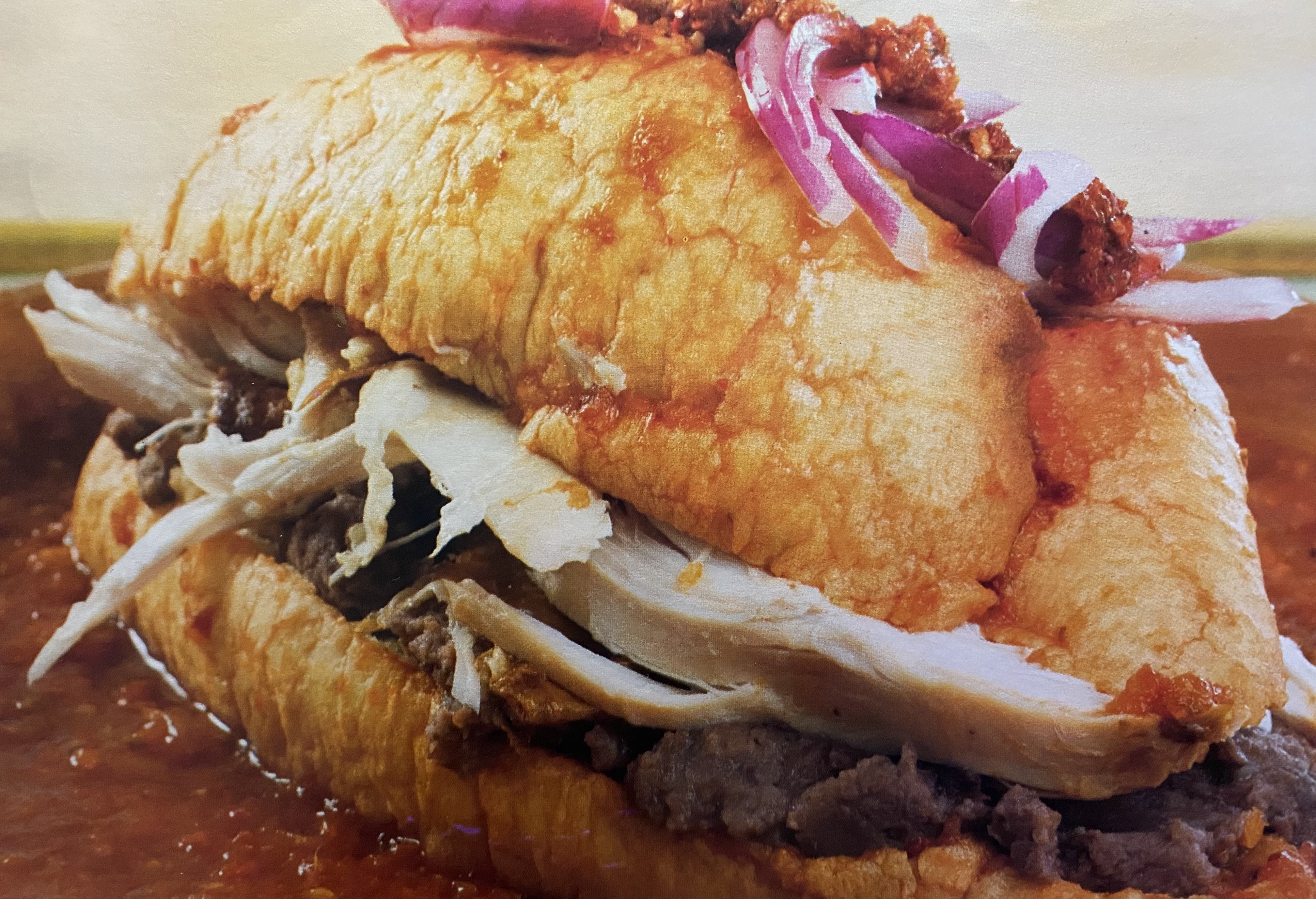 Tortas ahogadas de pollo rostizado 