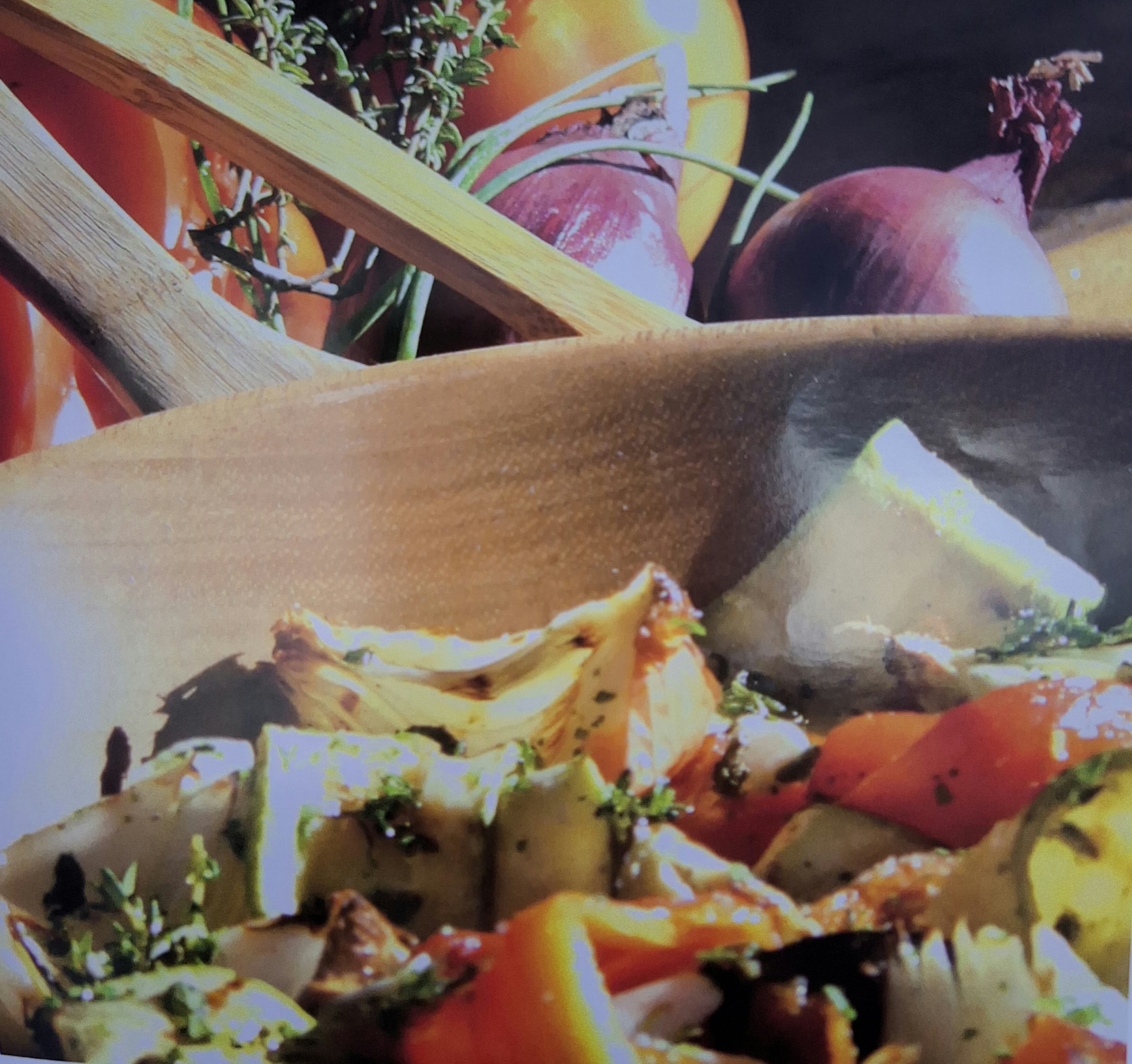 Vegetales asados marinados con hierbas 