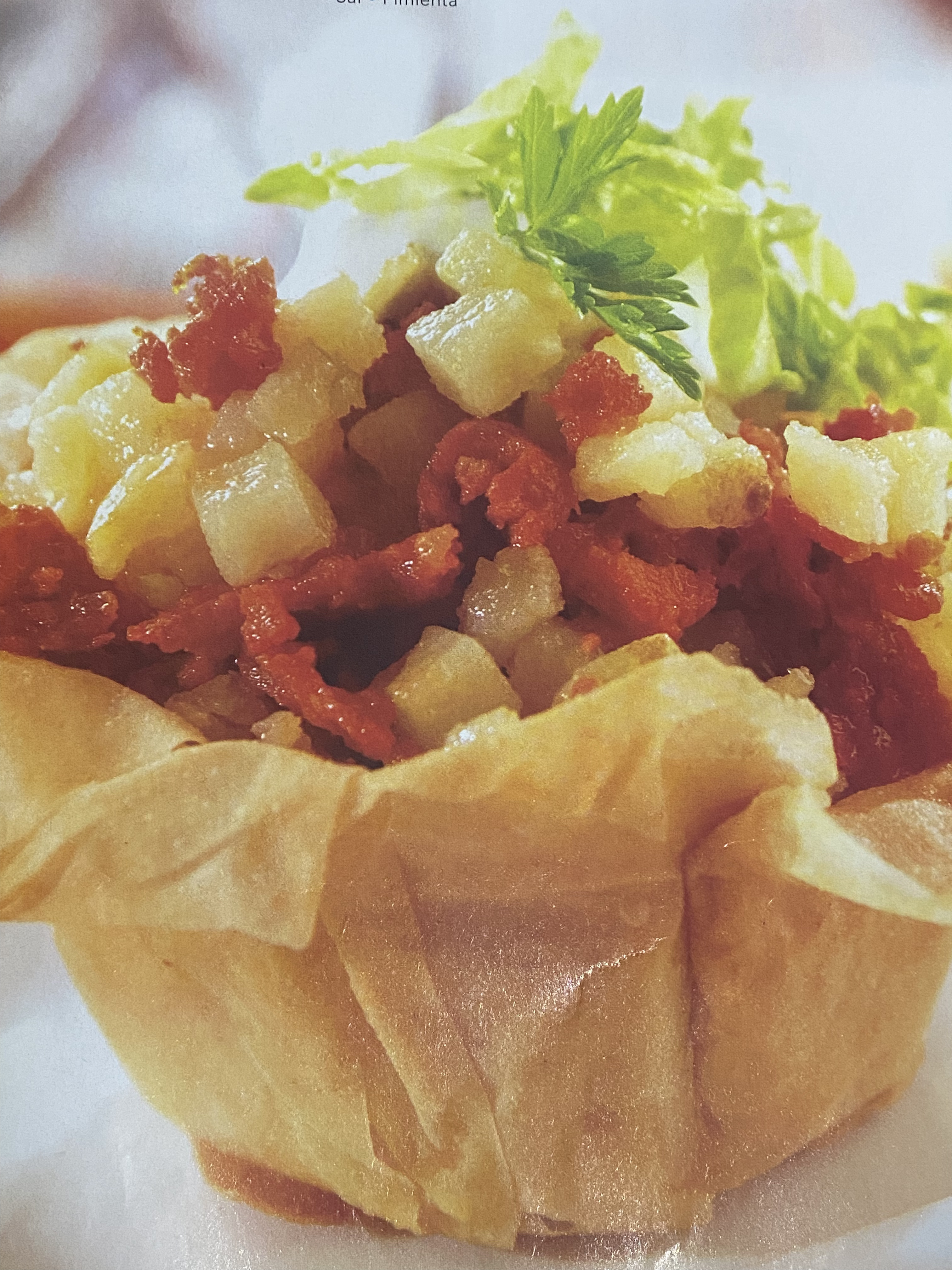 Canastitas de papa con chorizo